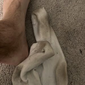 5 pairs white  extremely used socks worn large men’s Nike Reebok